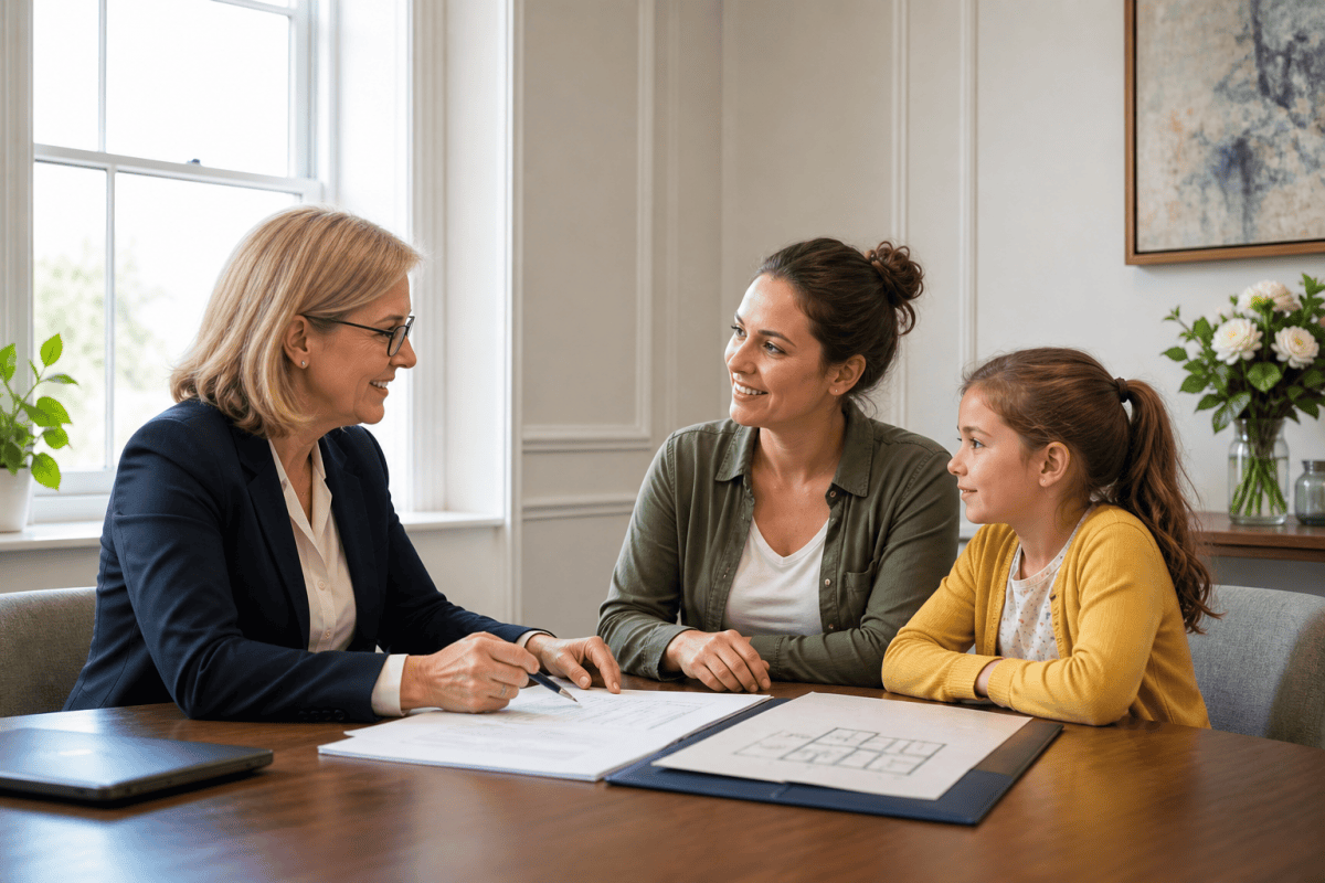 Family immigration solicitor advising a parent and child about care and accommodation evidence