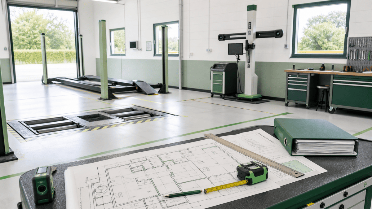 MOT testing bay, equipment and VT01 premises plans