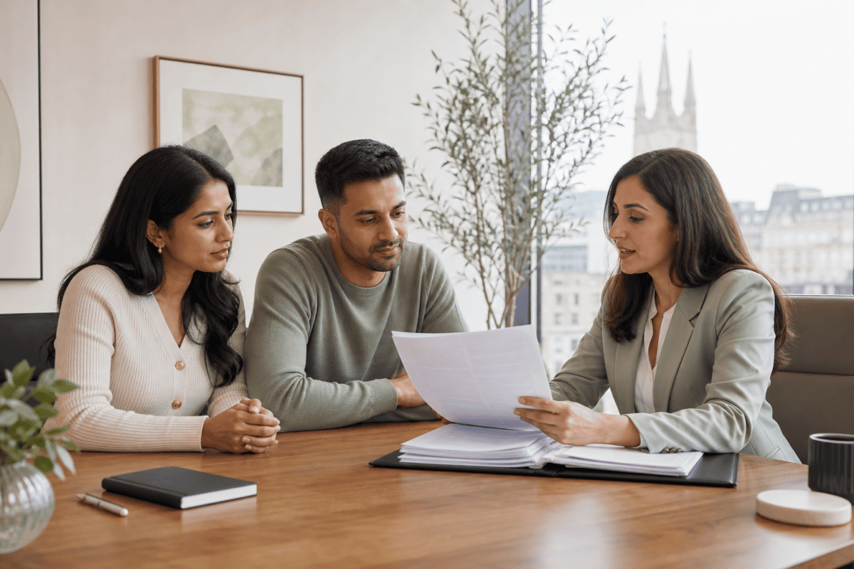 Couple receiving legal advice after a UK spouse visa refusal